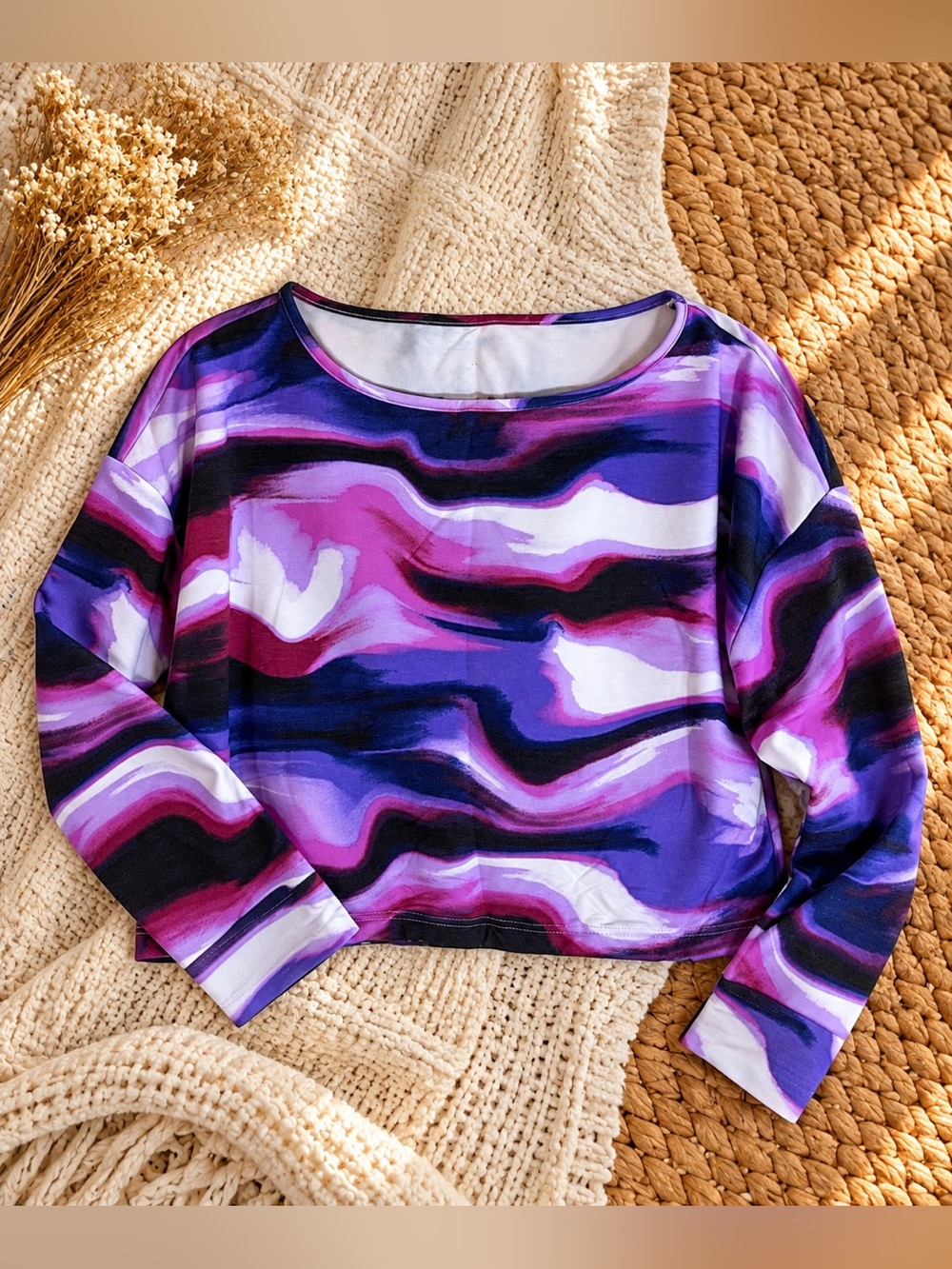 LuLaRoe Rise Balance Convertible Off Shoulder Top XS Purple Marbled